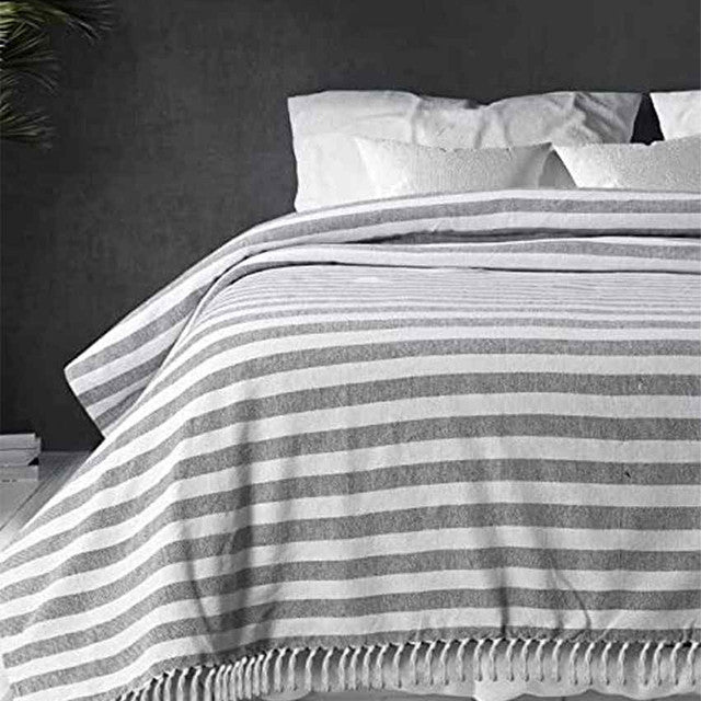 Beautiful Woven Striped Design Cotton Throw | 79 x 67 Inches