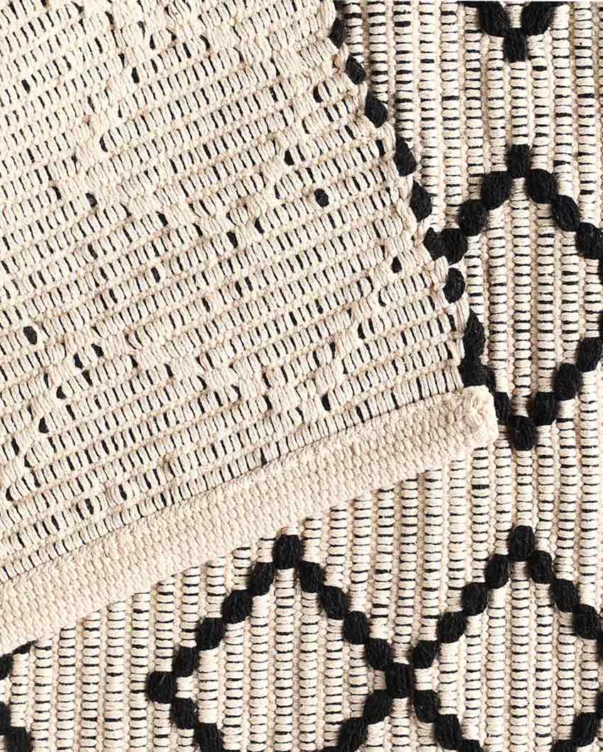 Diamond & Chevron Pattern Cotton Rug | 48x32 inches