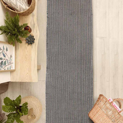 Black and White Cotton Floor Runner | 79 x 27 inches