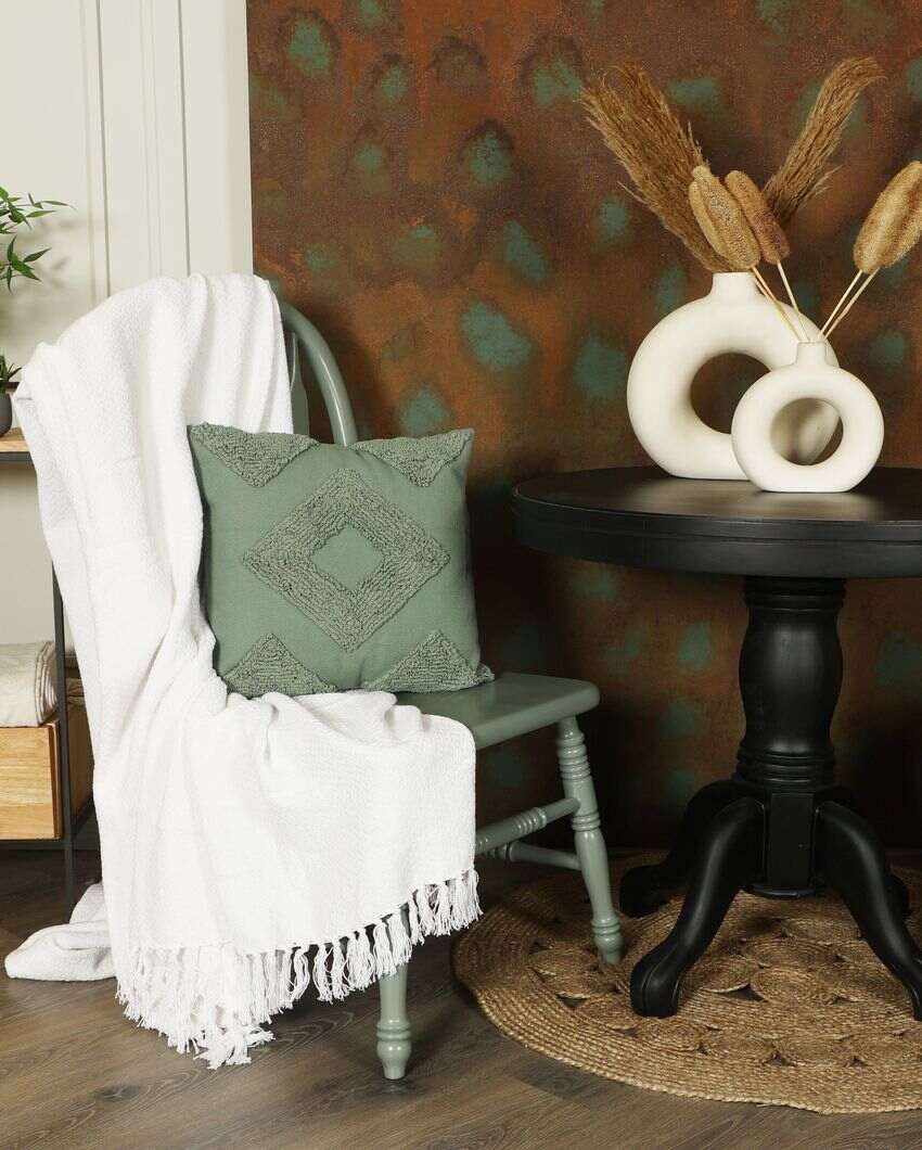 Soft Green Loop Tufted Cushion Cover | 18 x 18 inches