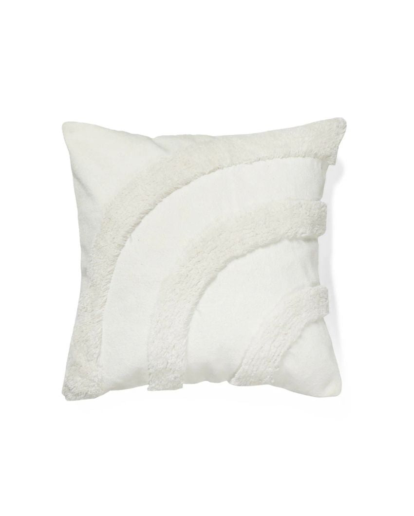 White Curves Cotton Cushion Cover | 18 x 18 inches