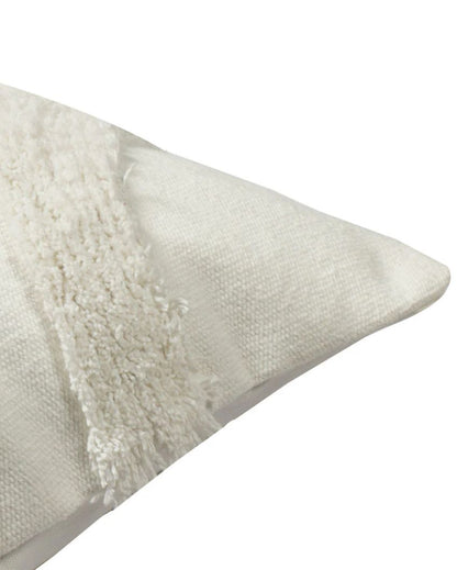 White Curves Cotton Cushion Cover | 18 x 18 inches