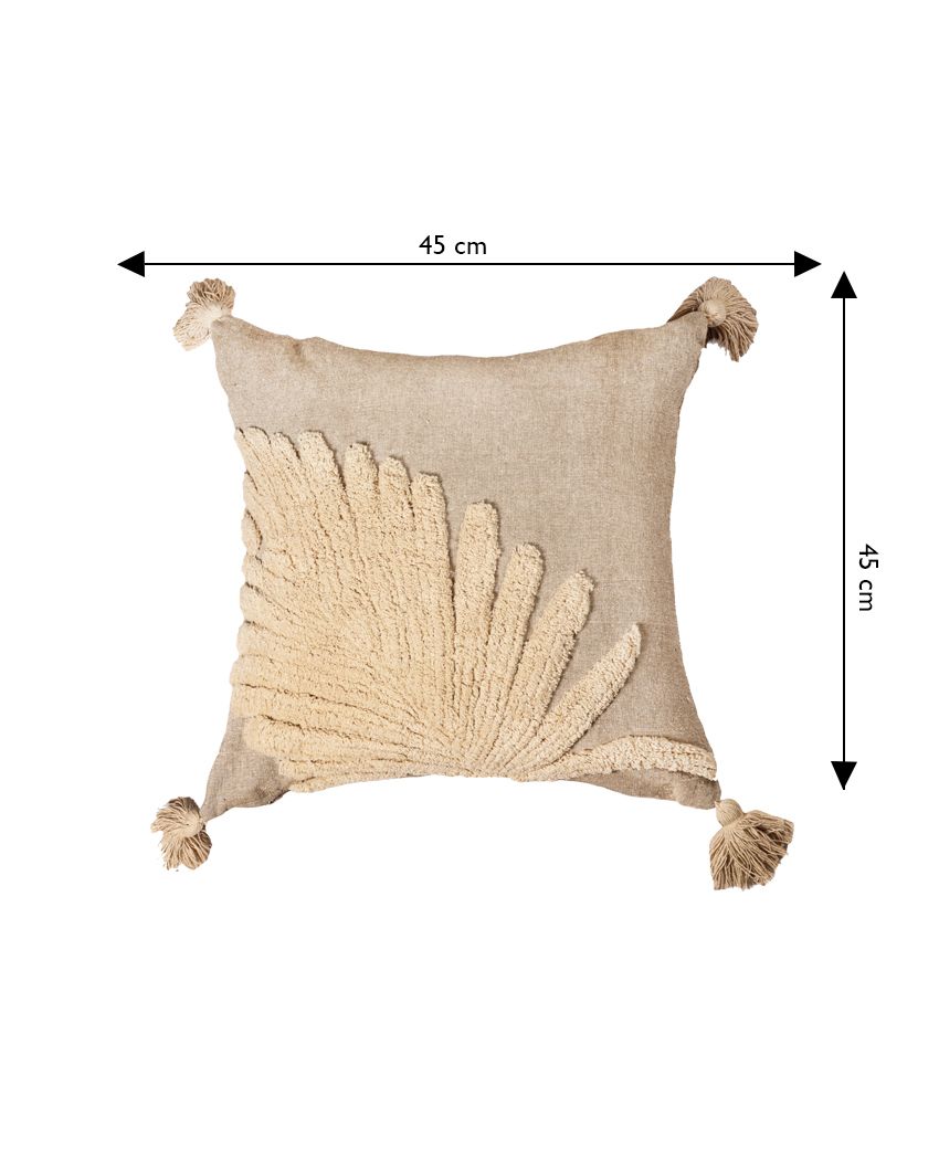 Palm Leaf Design Tufted Cotton Cushion Cover