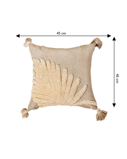 Palm Leaf Design Tufted Cotton Cushion Cover