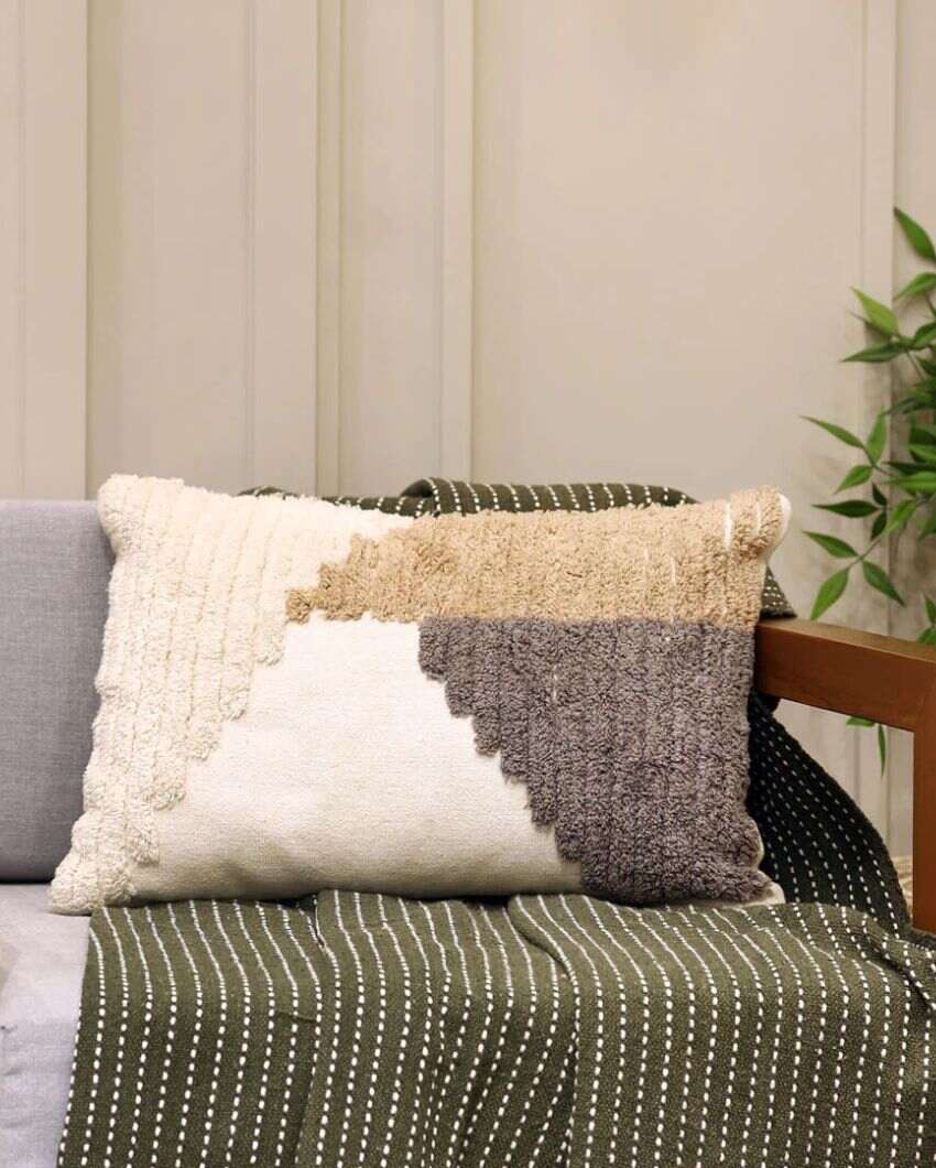 Geometric Tufted Cotton Cushion | 14 x 20 inches