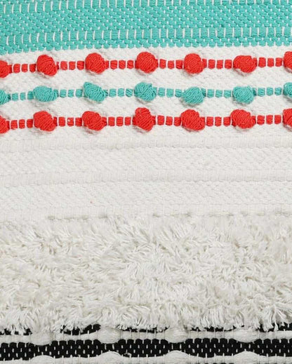 Multi-Colored Cotton Cushion Cover With Tassels | 18 x 18 inches