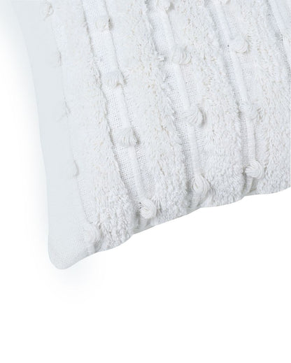 Luxurious White Tufted Lumbar Filled Cushion | 14 x 20 inches