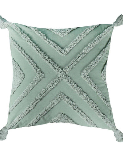 Green X-Tufted Cotton Cushion Cover | 18 x 18 inches