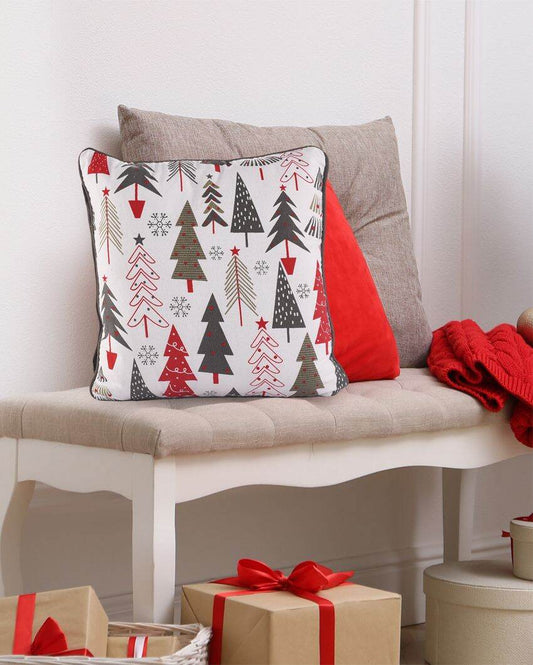 Christmas Themed Printed Cotton Cushion Cover | 18 x 18 inches