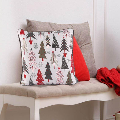 Christmas Themed Printed Cotton Cushion Cover | 18 x 18 inches