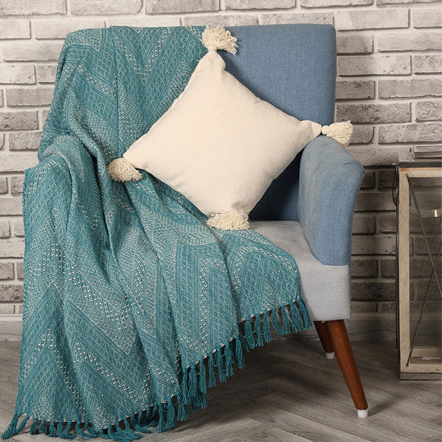 Dynamic Blue Cotton Throw | 71 x 51 inches