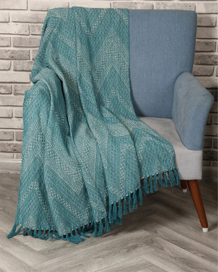 Dynamic Blue Cotton Throw | 71 x 51 inches