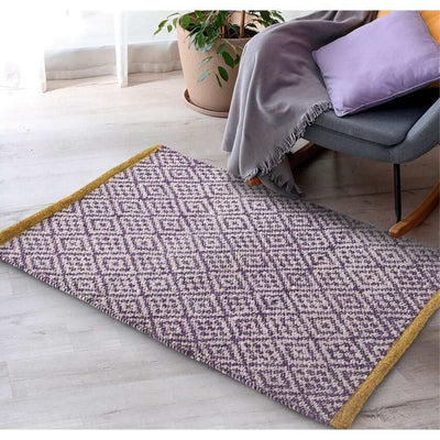 Diamond Pattern Handcrafted Chenille Rug | 35 x 24 inches