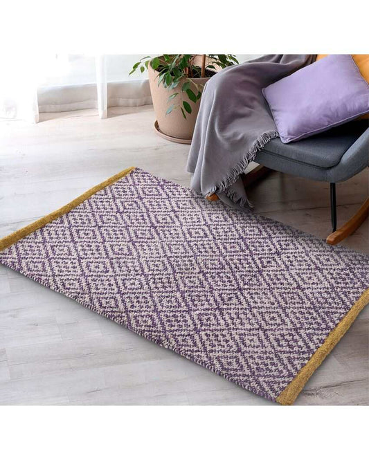 Diamond Pattern Handcrafted Chenille Rug | 35 x 24 inches