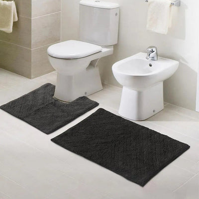 Luxurious Contour Tufted Cotton Bathmat Set | Multiple Colors