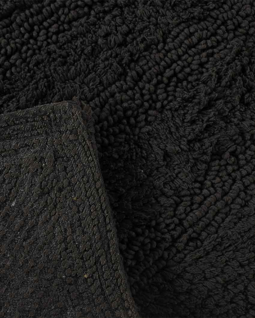 Luxurious Contour Tufted Cotton Bathmat Set Dark Grey