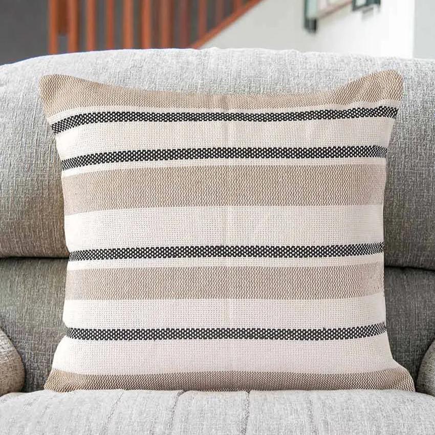 Chic Striped Cotton Cushion Cover | 18x18 inches