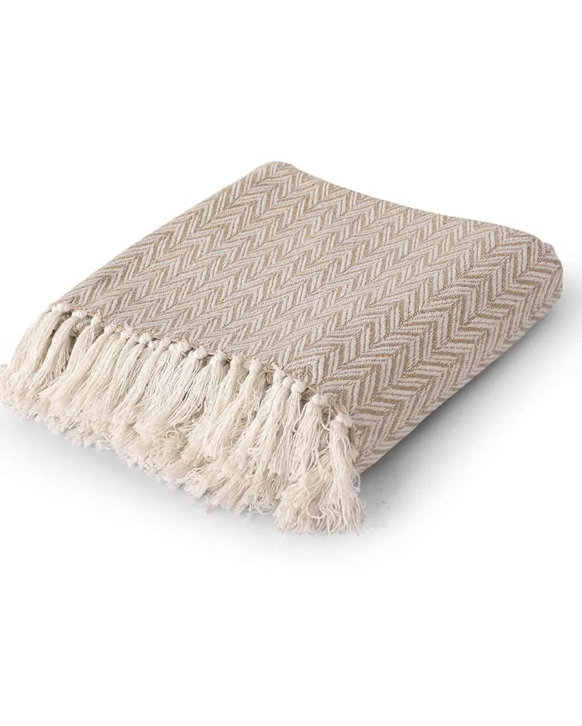 Herringbone Patterned Cotton Woven Throw| 80x70 inches