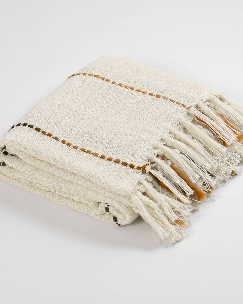 Handwoven Cotton Throw With Multi Grid Pattern | 63 x 51 inches