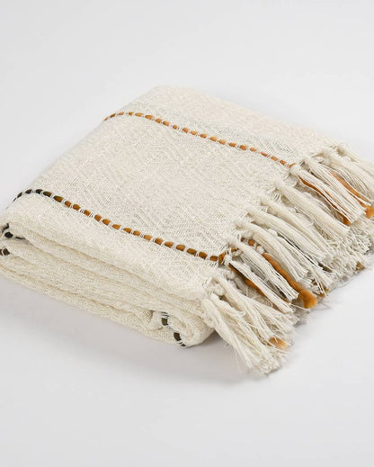 Handwoven Cotton Throw With Multi Grid Pattern | 63 x 51 inches