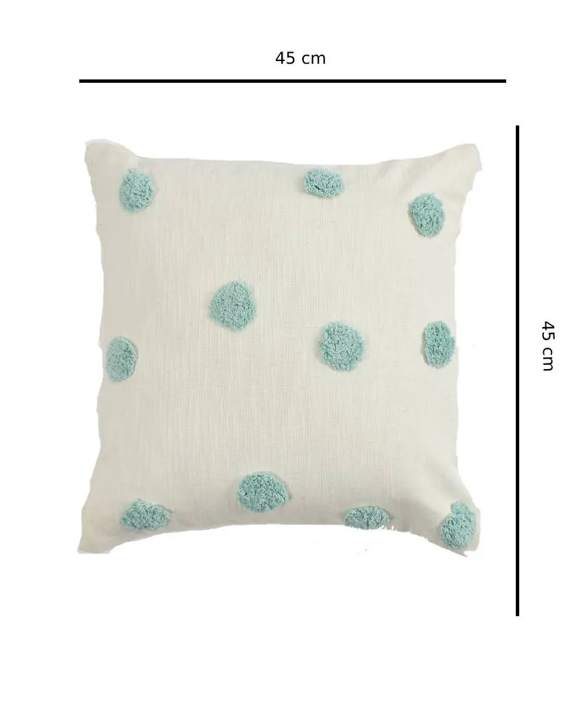 Mint Tufted Dots Cotton Cushion Cover | 18 x 18 inches