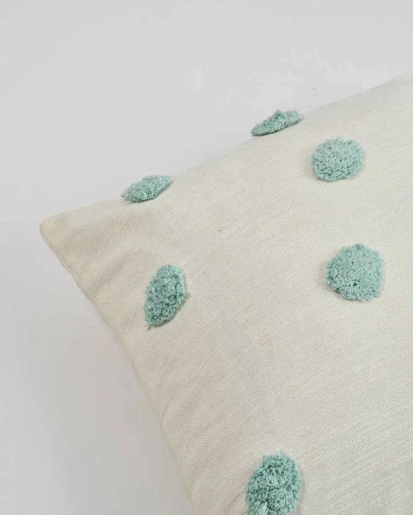 Mint Tufted Dots Cotton Cushion Cover | 18 x 18 inches