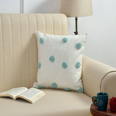 Mint Tufted Dots Cotton Cushion Cover | 18 x 18 inches