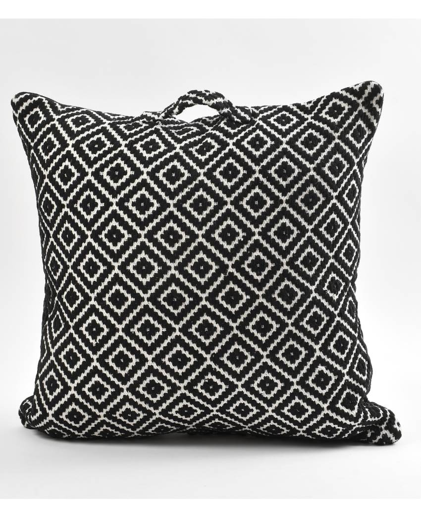 Black & White Cotton Floor Cushion | 24 x 24 inches