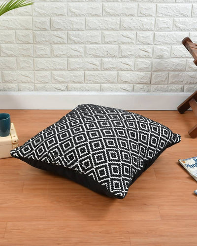 Black & White Cotton Floor Cushion | 24 x 24 inches