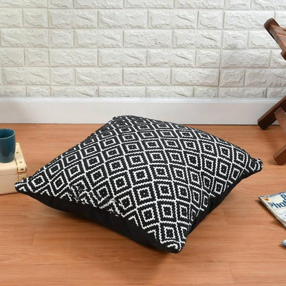 Black & White Cotton Floor Cushion | 24 x 24 inches