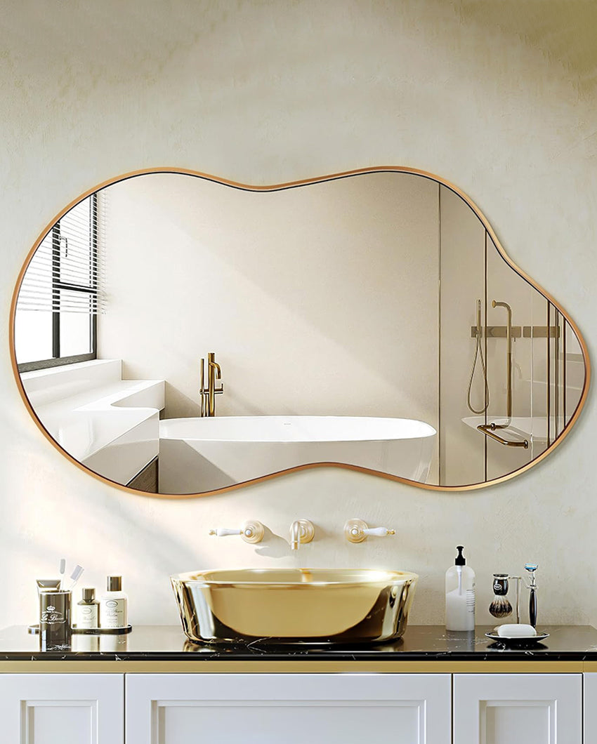 Elegant Gold Irregular Shape Wall Mirror | 20 x 4 x 36 inches