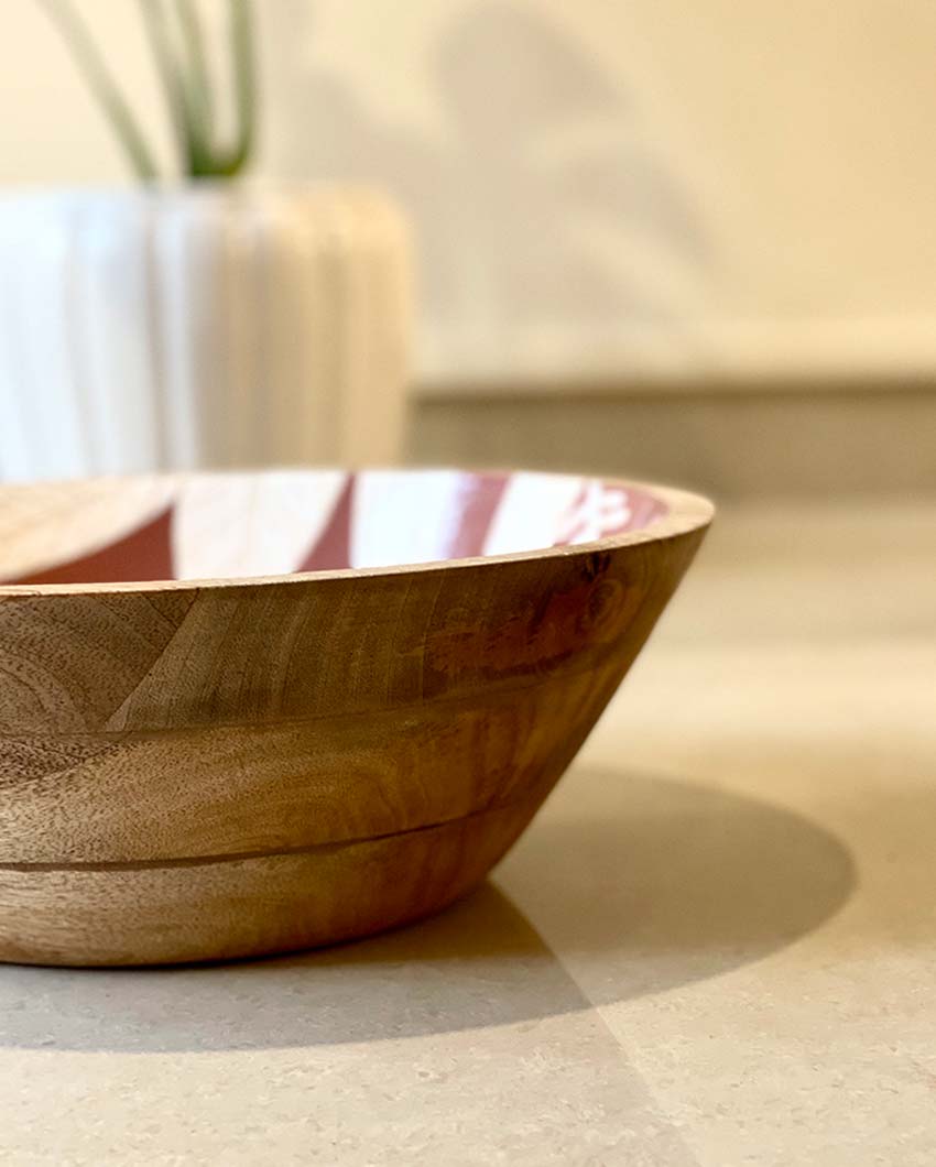 Exotic Tropical Brown Wooden Serving Bowl | 14 x 5 inches