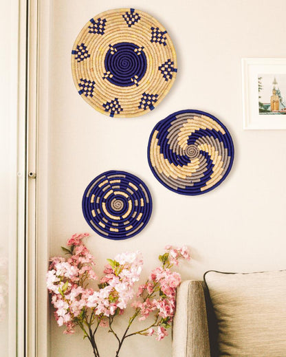 Chakra Indigo Design Sabai Baskets Home Décor Wall Art | Set of 3