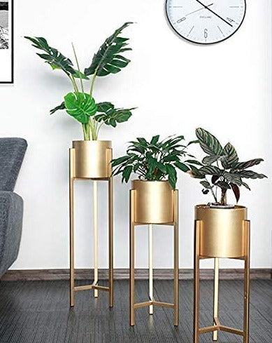 Trady Metal Planter With Stand Without Pot  | Set Of 3