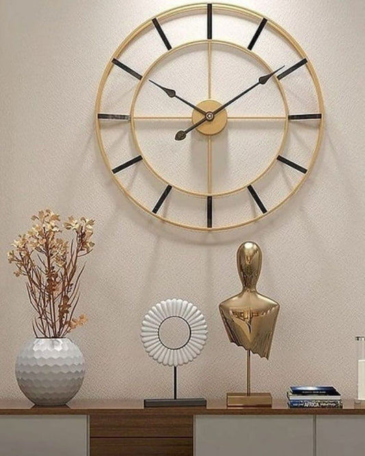Simple Gold And Black Metal Wall Clock