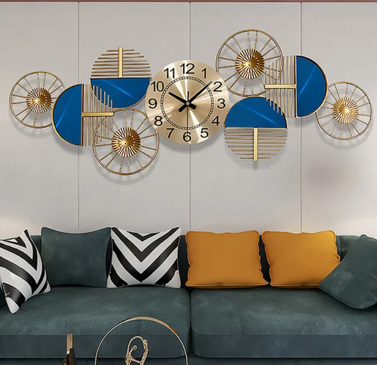 Cycle Blue Metal Wall Clock | 35 x 12 inches