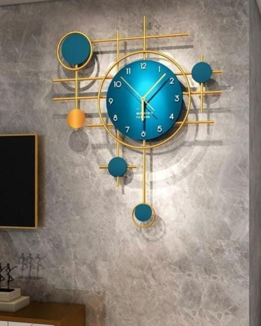 Blue Metal Wall Clock