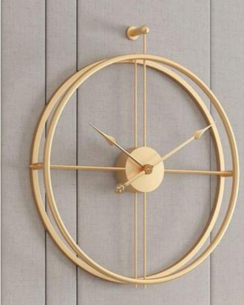 Modern Gold Double Ring Metal Wall Clock