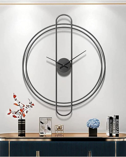 Gold Double Ring Capsule Metal Wall Clock