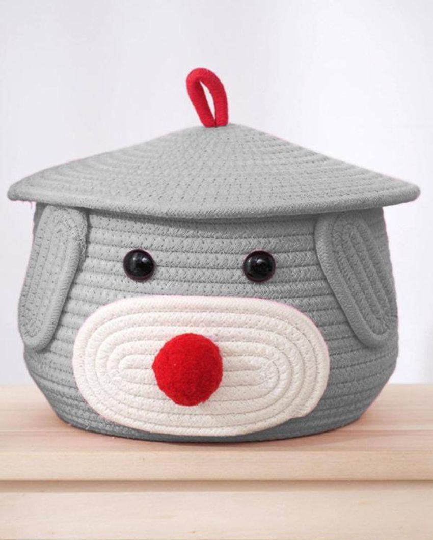 Bear Small Lid Cotton Storage Basket