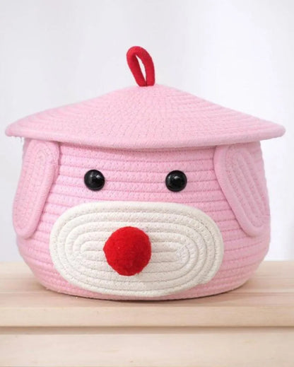 Bear Small Lid Cotton Storage Basket