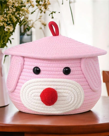 Bear Small Lid Cotton Storage Basket