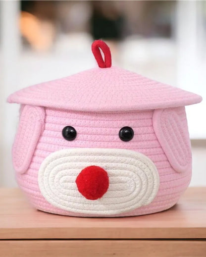 Bear Small Lid Cotton Storage Basket