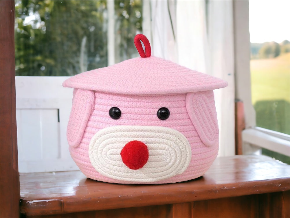 Bear Small Lid Cotton Storage Basket