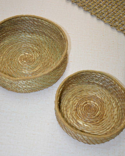 Sabai & Jute Natural Utility Baskets | Set of 2 | 15, 12 inches