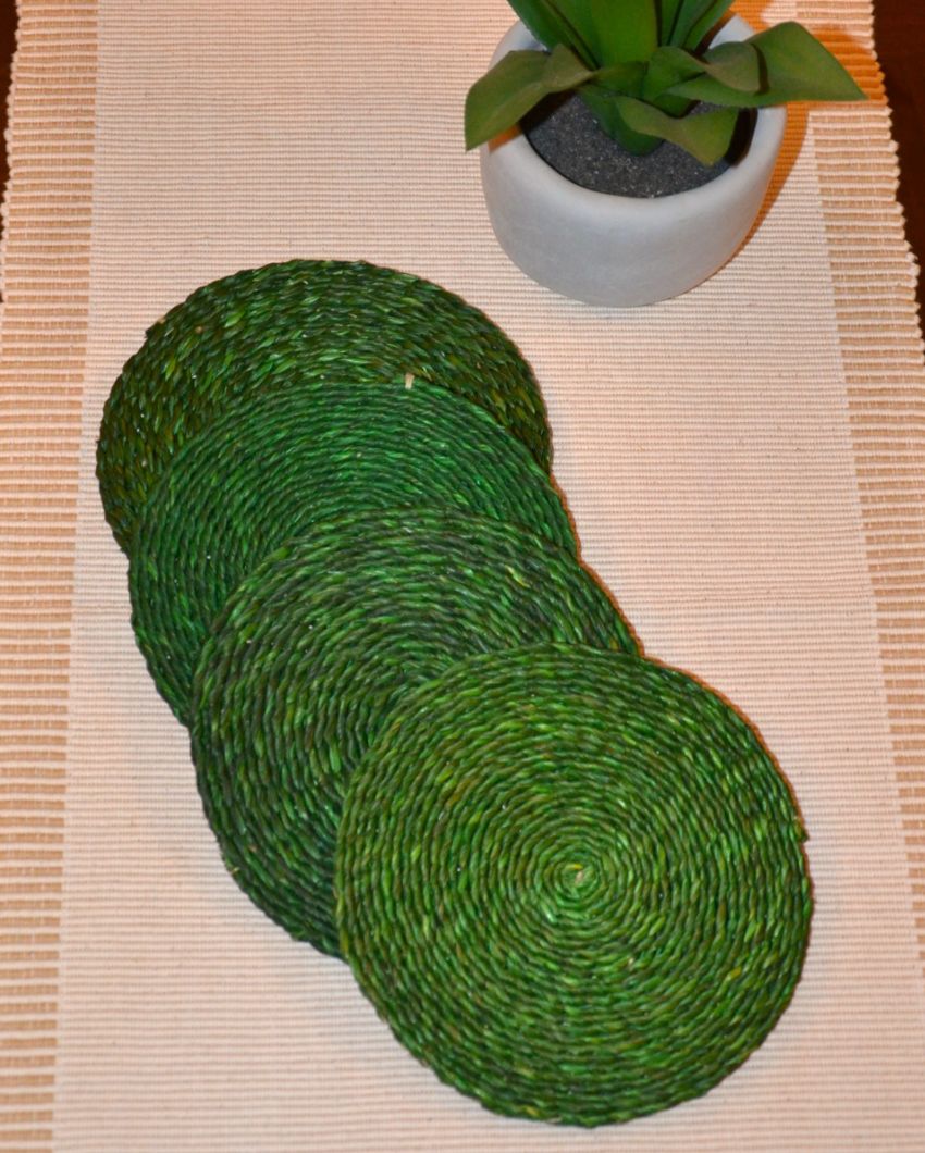 Versatile Handwoven Sabai Grass Coasters | Set of 4 | 6 inches
