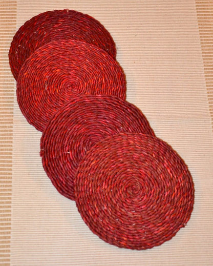 Versatile Handwoven Sabai Grass Coasters | Set of 4 | 6 inches