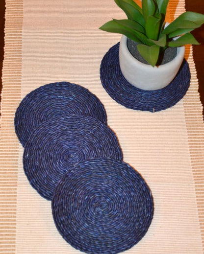 Versatile Handwoven Sabai Grass Coasters | Set of 4 | 6 inches