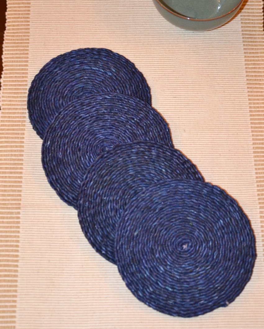Versatile Handwoven Sabai Grass Coasters | Set of 4 | 6 inches