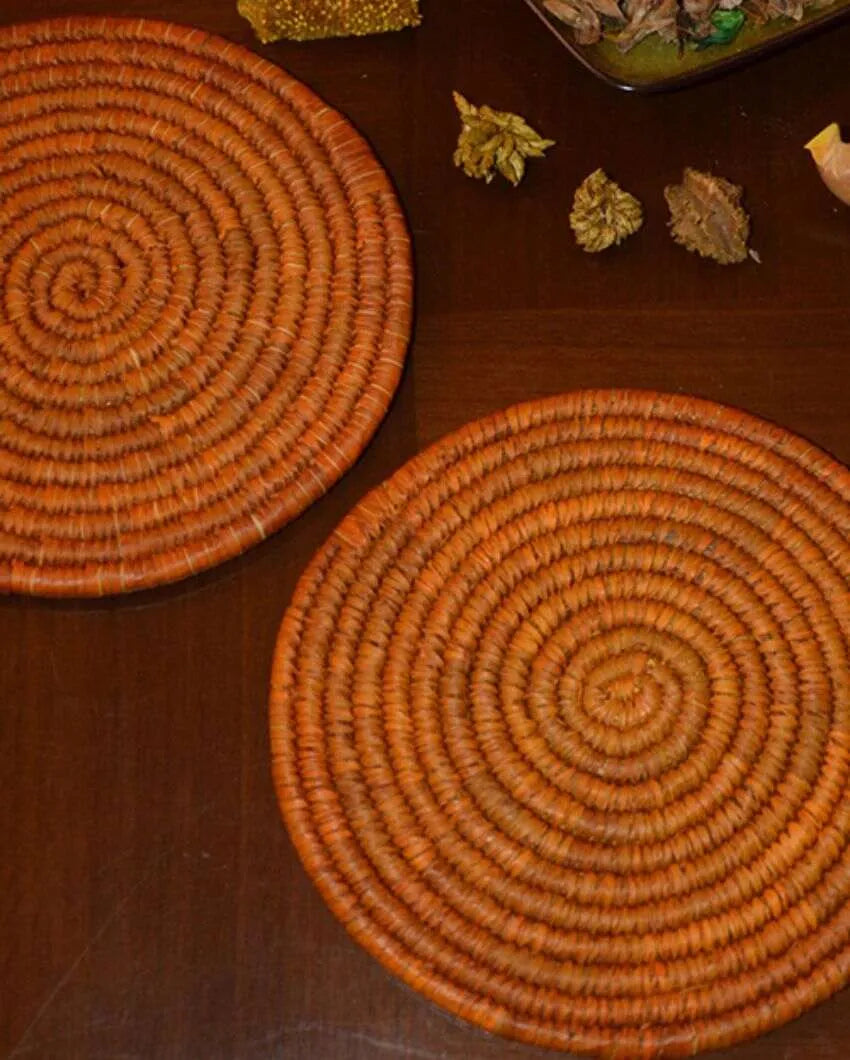 Simple Sabai Grass & Palm Round Trivets | Set Of 2